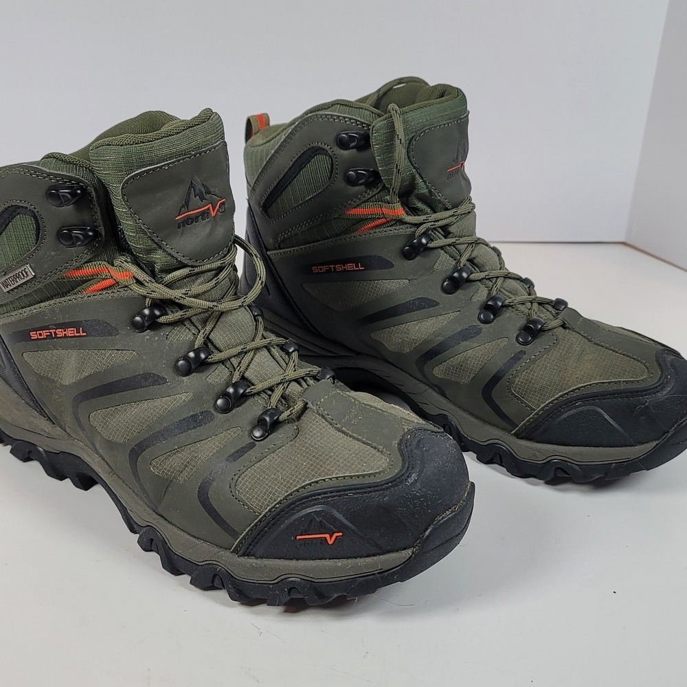 Nortiv8 Mens Armadillo Softshell Waterproof Hiking Boots Olive Green Size 10